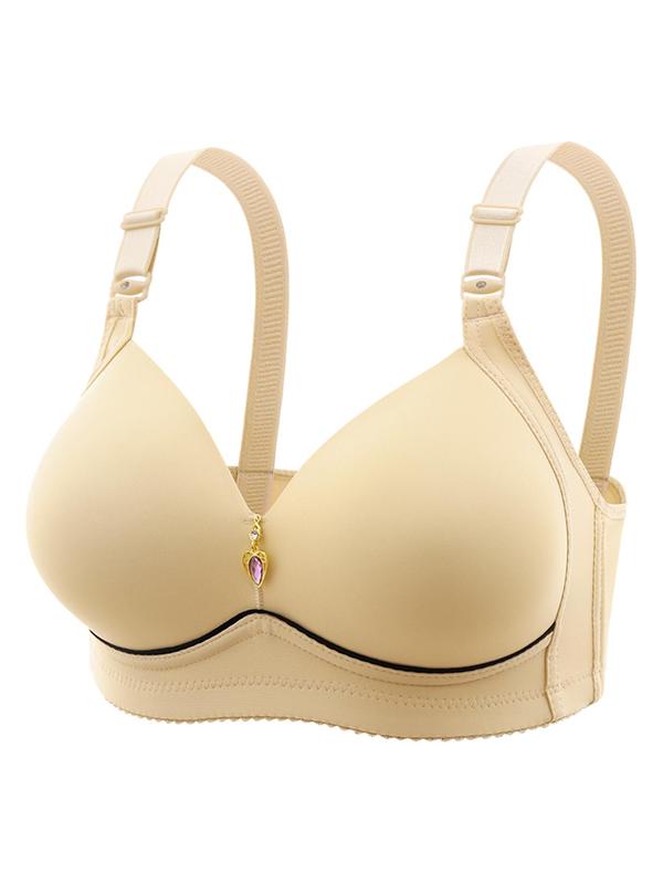 Women's Solid Color Contrast Binding Wireless Push Up Bra, Soft Comfortable Breathable Adjustable Strap Bra, Lingerie for All Seasons, Bras for Women